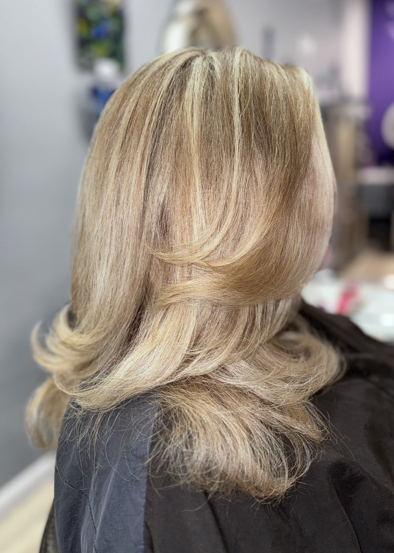 Blonde layered lob