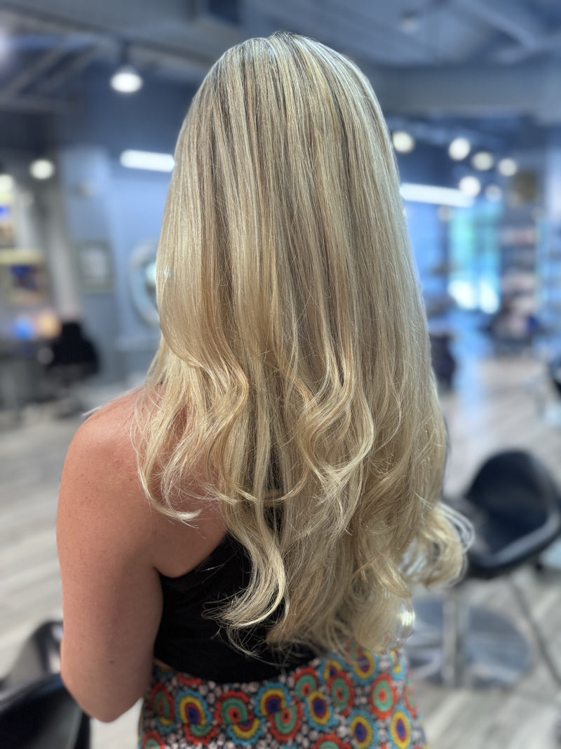 Bright blonde long layers